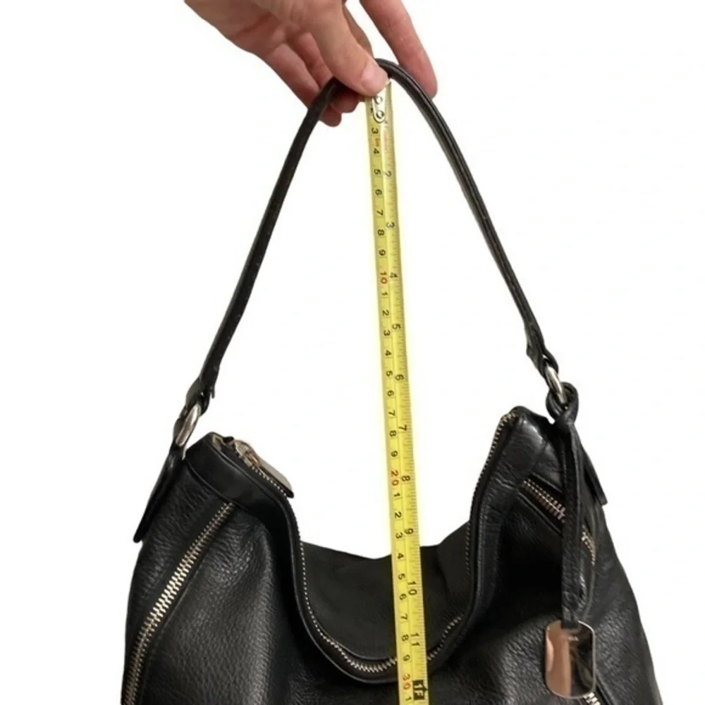Furla black soft pebbled leather hobo bag